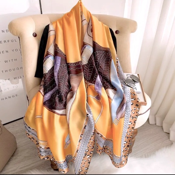Accessories - Large Silky Satin Scarf Shawl